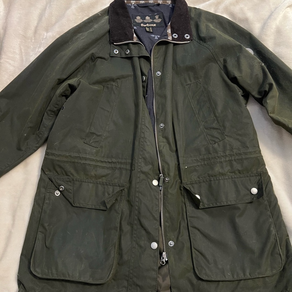 Barbour Olive Field Jacket with Black Collar